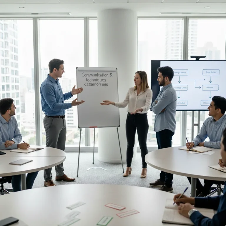 Formation à la gestion de conflit à Rennes : une salariée pratique les techniques de communication assertive et d'écoute active pour désamorcer une tension.